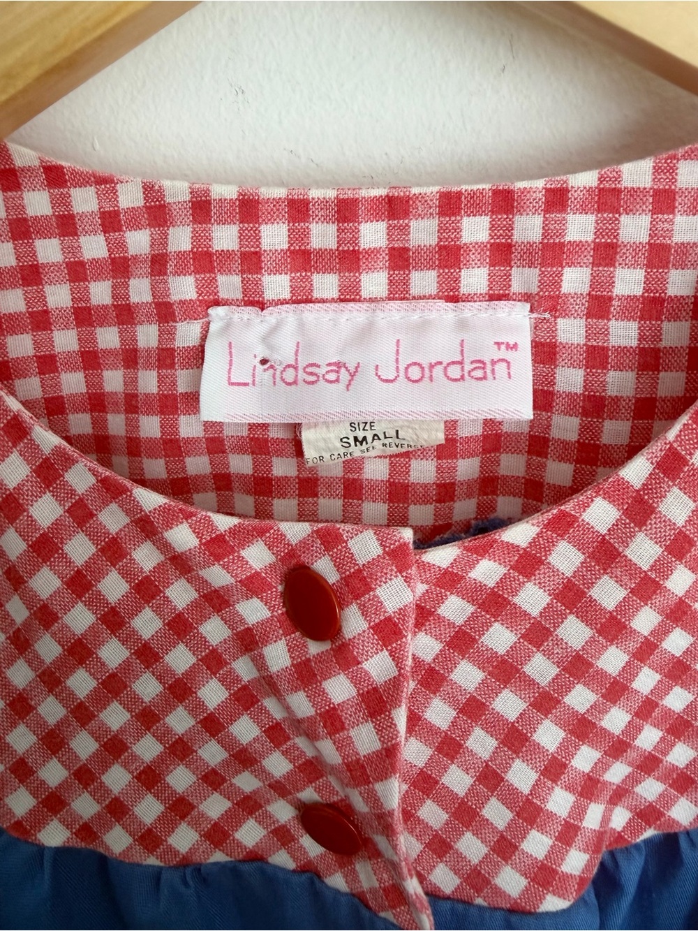 Vintage Lindsay Jordan Condiment Pocket Chore Dress Gingham Retro Kitsch S - Picture 6 of 7